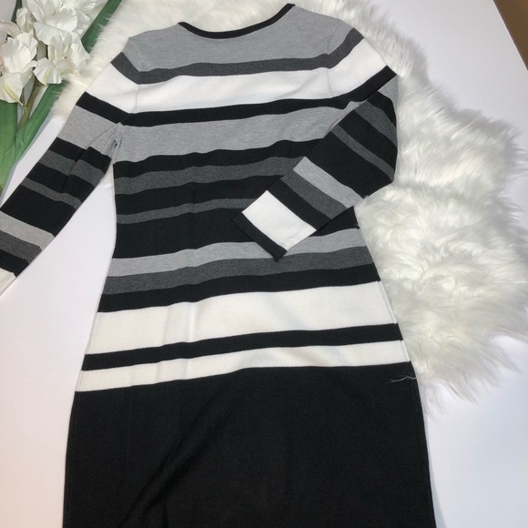 Calvin Klein Black and White Striped sweater Dress Small - Picture 3 of 8